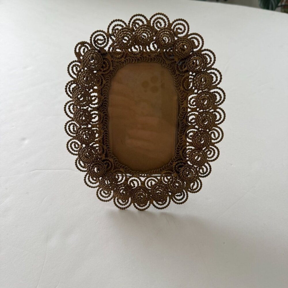 Vintage Fortunoff Brass Ornate Rectangular Photo Frame With Intricate Scroll